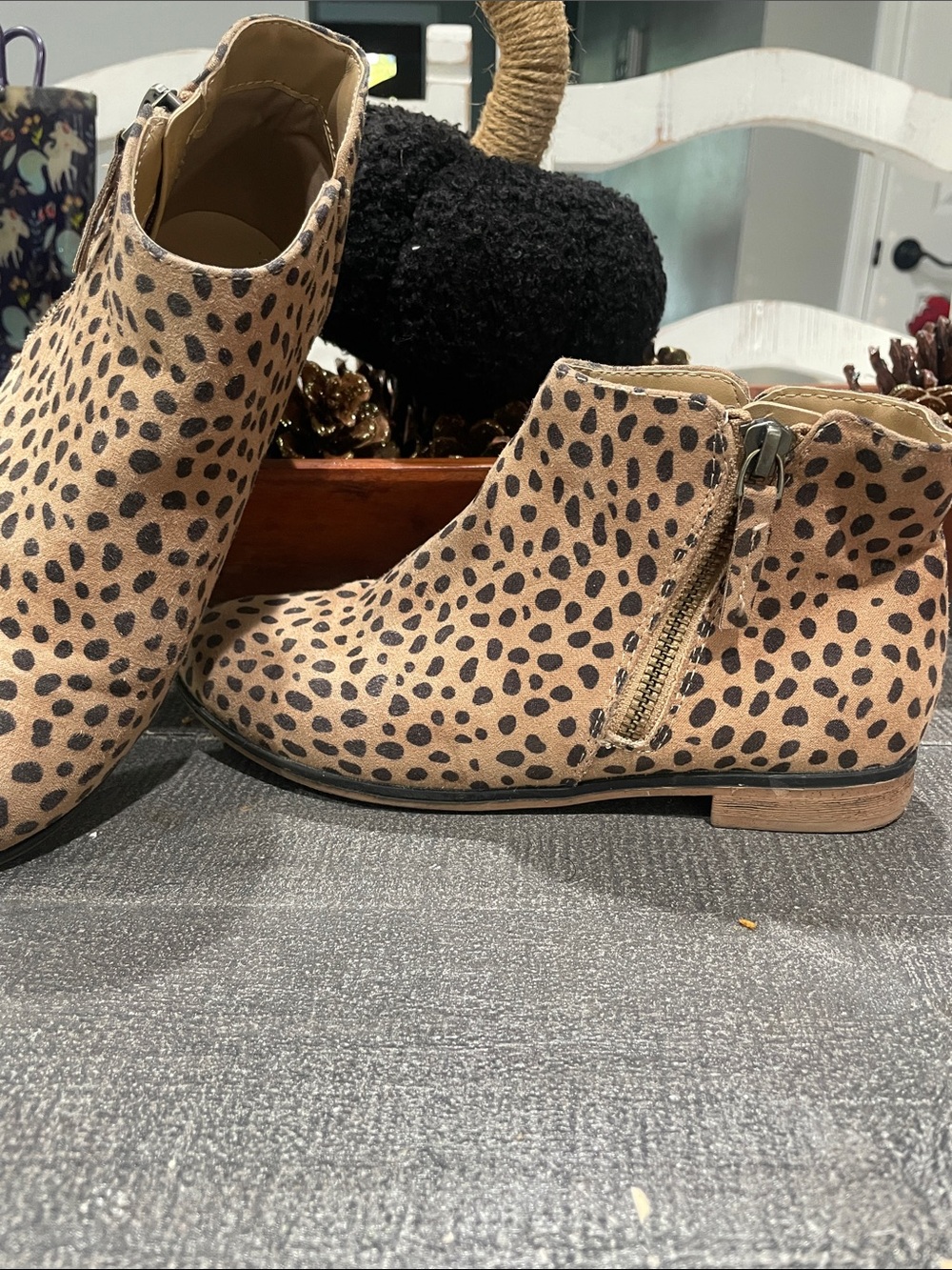 Leopard Print girl’s Ankle Boot - Tan/Black